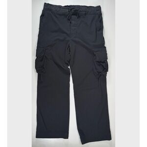 JAMES PERSE 100% Supima Cotton Pull On Cargo Pant Mens 3/Large Black‎ Drawstring